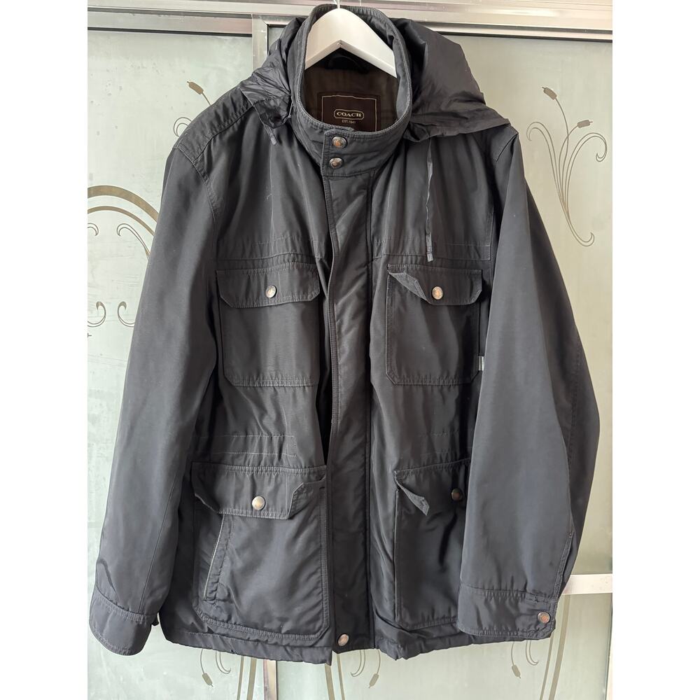 Coach Mens Black Nylon Field Jacket Coat 2XL XXL